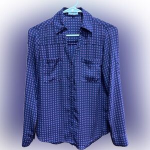 Express Portofino Geometric Patterned Button-Up Shirt XS